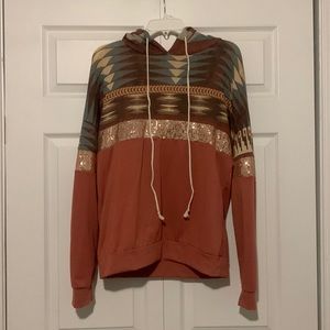 Pink sparkle, patterned hoodie